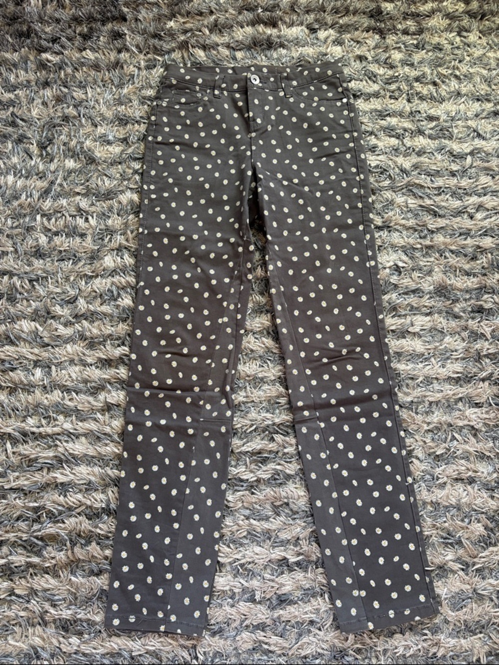 Denim&Co Gray Skinny Jeans with Daisy Flowers 25”